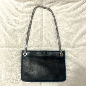 SANDRO Clutch Bag Chain Bi-Color Two Pockets Leather Purse Crossbody
